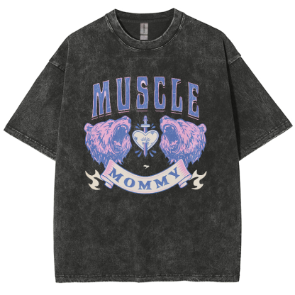 Muscle Mommy Unisex Fit Washed Oversized T-Shirt-moweekender