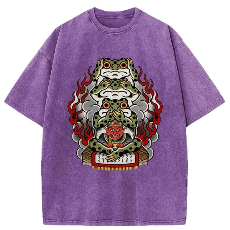 Three Frogs Washed Vintage T-Shirt-moweekender