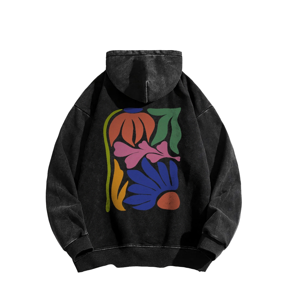 Wildflowers Matisse Art Casual Washed Hoodie-moweekender