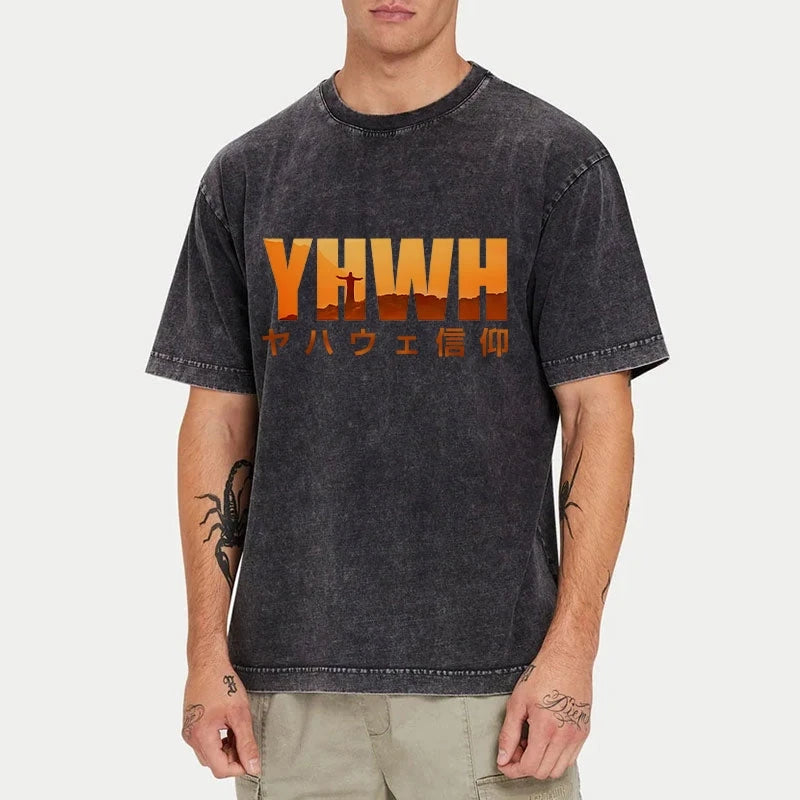YHWH With Faith Washed Vintage T-Shirt-moweekender