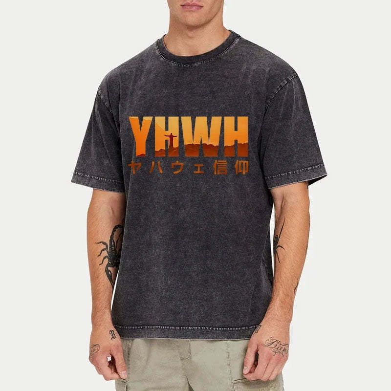 YHWH With Faith Washed Vintage T-Shirt-moweekender