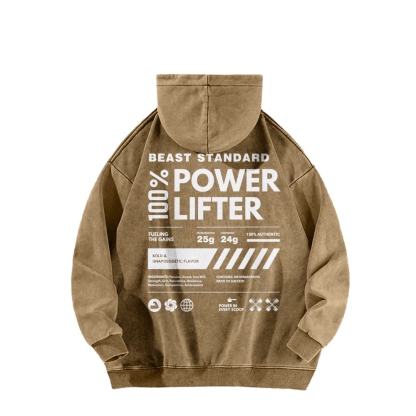Power Lifter Casual Washed Hoodie-moweekender