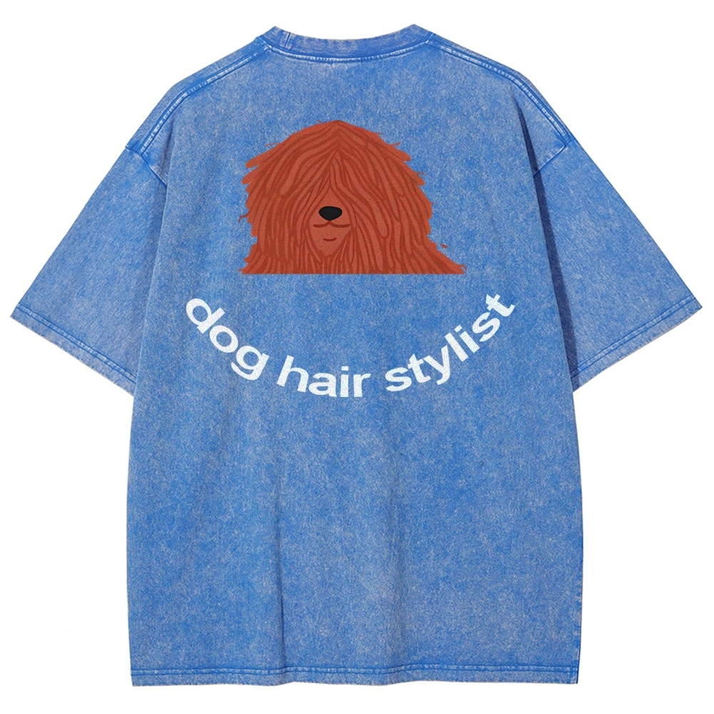 Dog Hair Stylist Unisex Fit Washed T-Shirt-moweekender