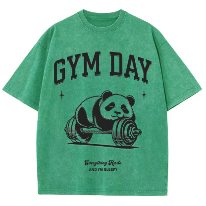 Gym Day Everything Hurts & I'm Sleepy Unisex Fit Washed Oversized T-Shirt-moweekender
