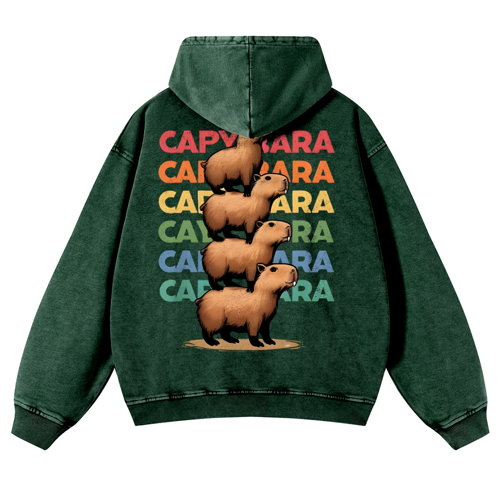 Capybara Jenga Vintage Washed Hoodie-moweekender