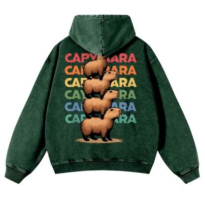 Capybara Jenga Vintage Washed Hoodie-moweekender