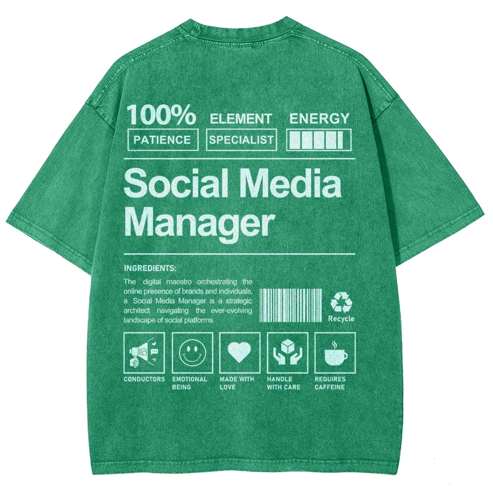 Social Media Manager Unisex Fit Washed T-Shirt-moweekender