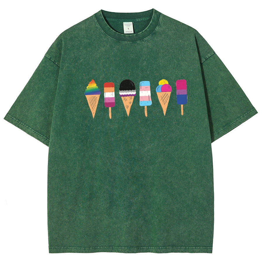 Pride Ice Cream Unisex Fit Washed Oversized T-Shirt-moweekender