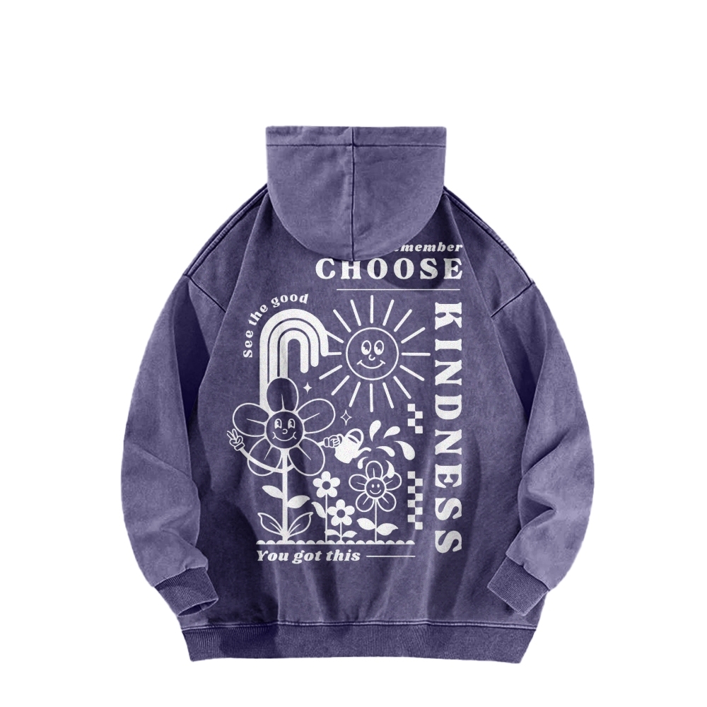 Choose Kindness Casual Washed Hoodie-moweekender