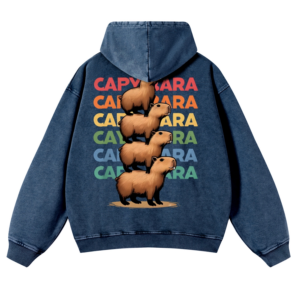 Capybara Jenga Vintage Washed Hoodie-moweekender