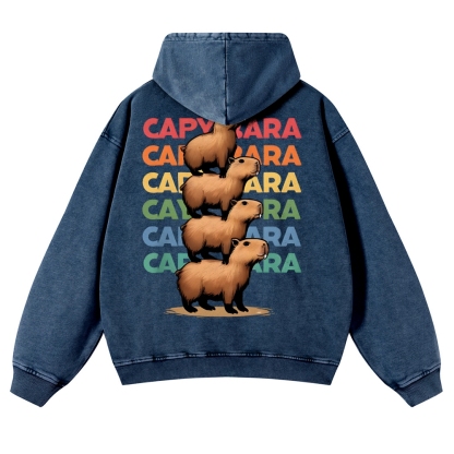 Capybara Jenga Vintage Washed Hoodie-moweekender