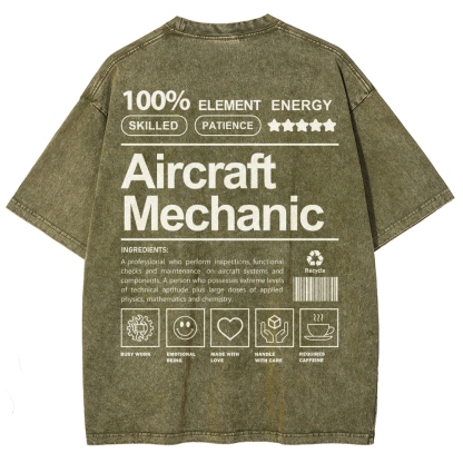 Aircraft Mechanic Unisex Fit Washed T-Shirt-moweekender
