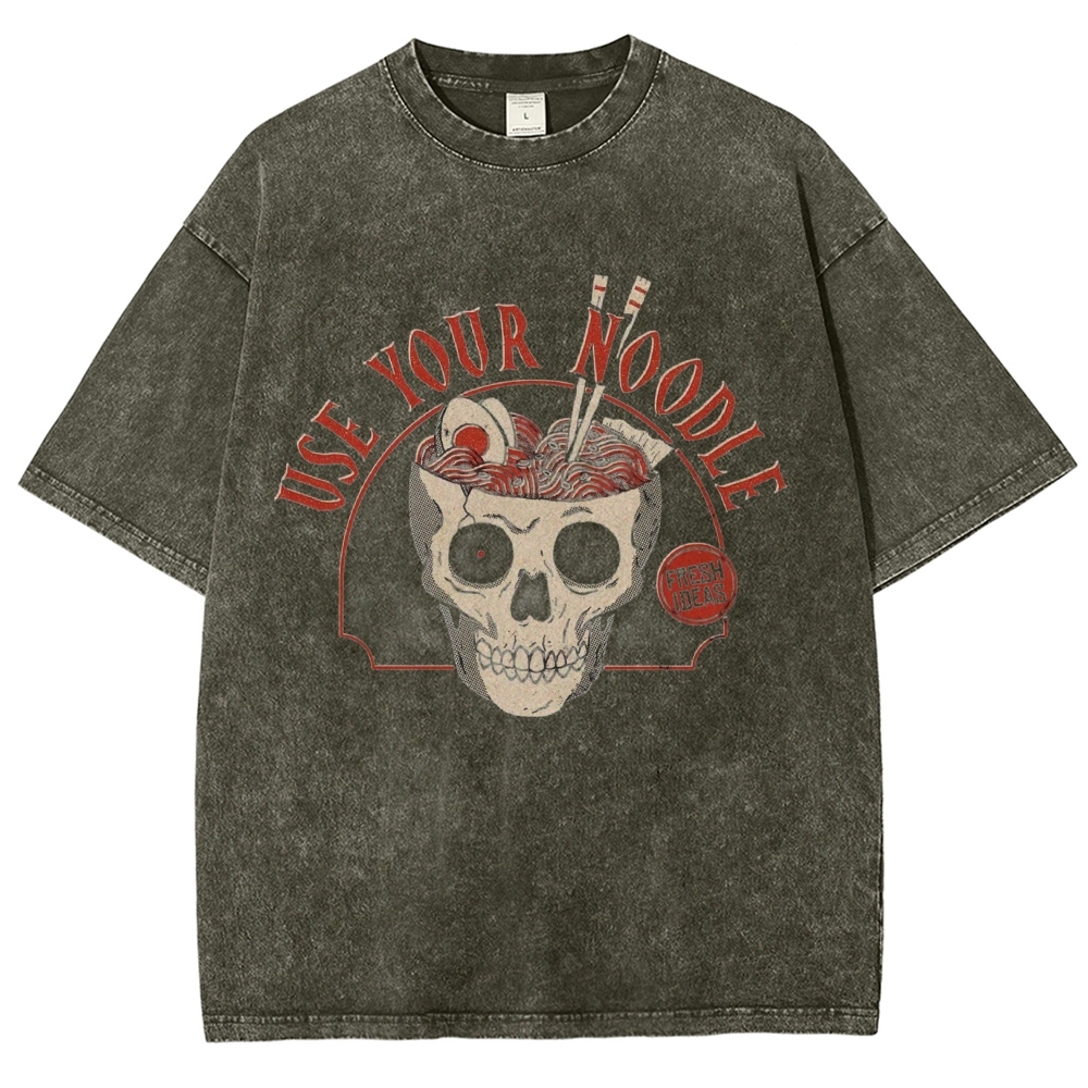 Use Your Noodle Vintage Snowflake Washed T-Shirt-moweekender