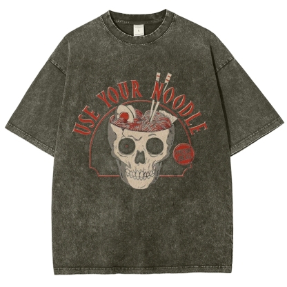 Use Your Noodle Vintage Snowflake Washed T-Shirt-moweekender