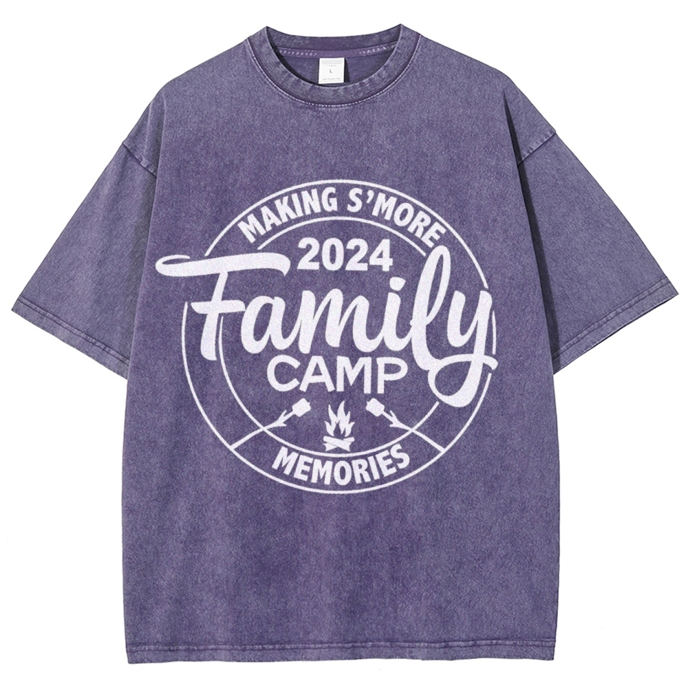Family Camp Vintage Snowflake Washed T-Shirt-moweekender