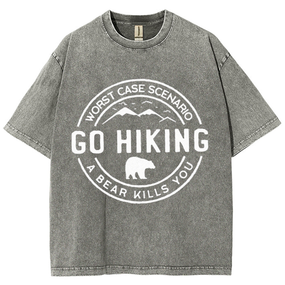 Go Hiking Vintage Snowflake Washed T-Shirt-moweekender