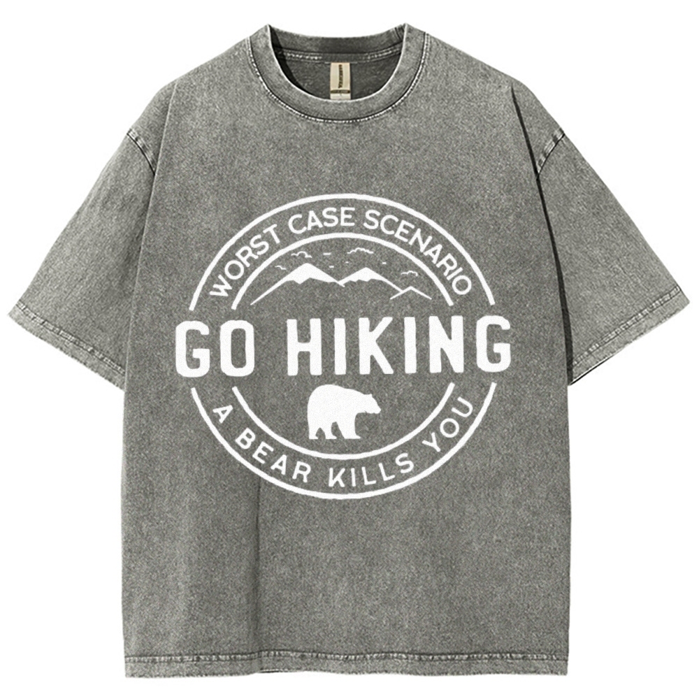 Go Hiking Vintage Snowflake Washed T-Shirt-moweekender