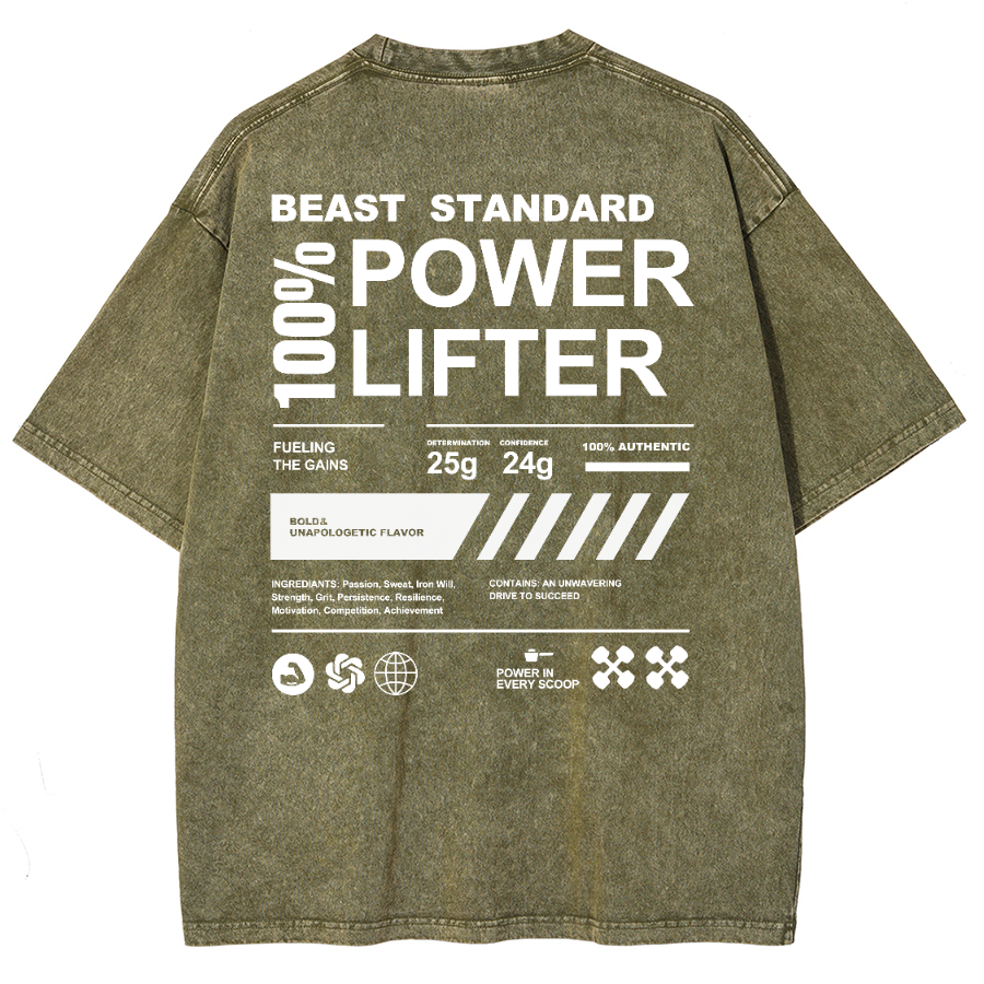 Beast Standard Power Lifter Unisex Fit Washed Oversized T-Shirt-moweekender