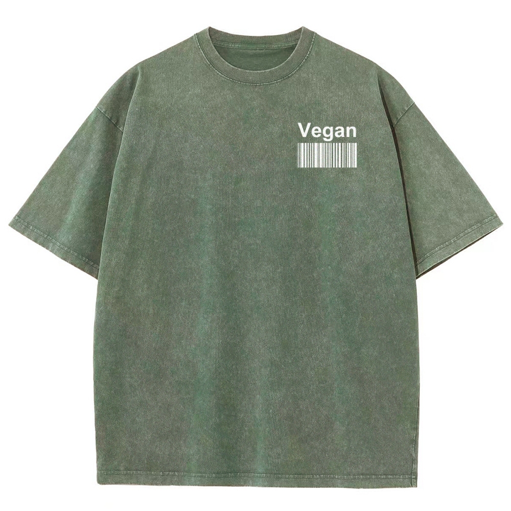 Vegan Pattern Washed Vintage Short Sleeves T-Shirt-moweekender