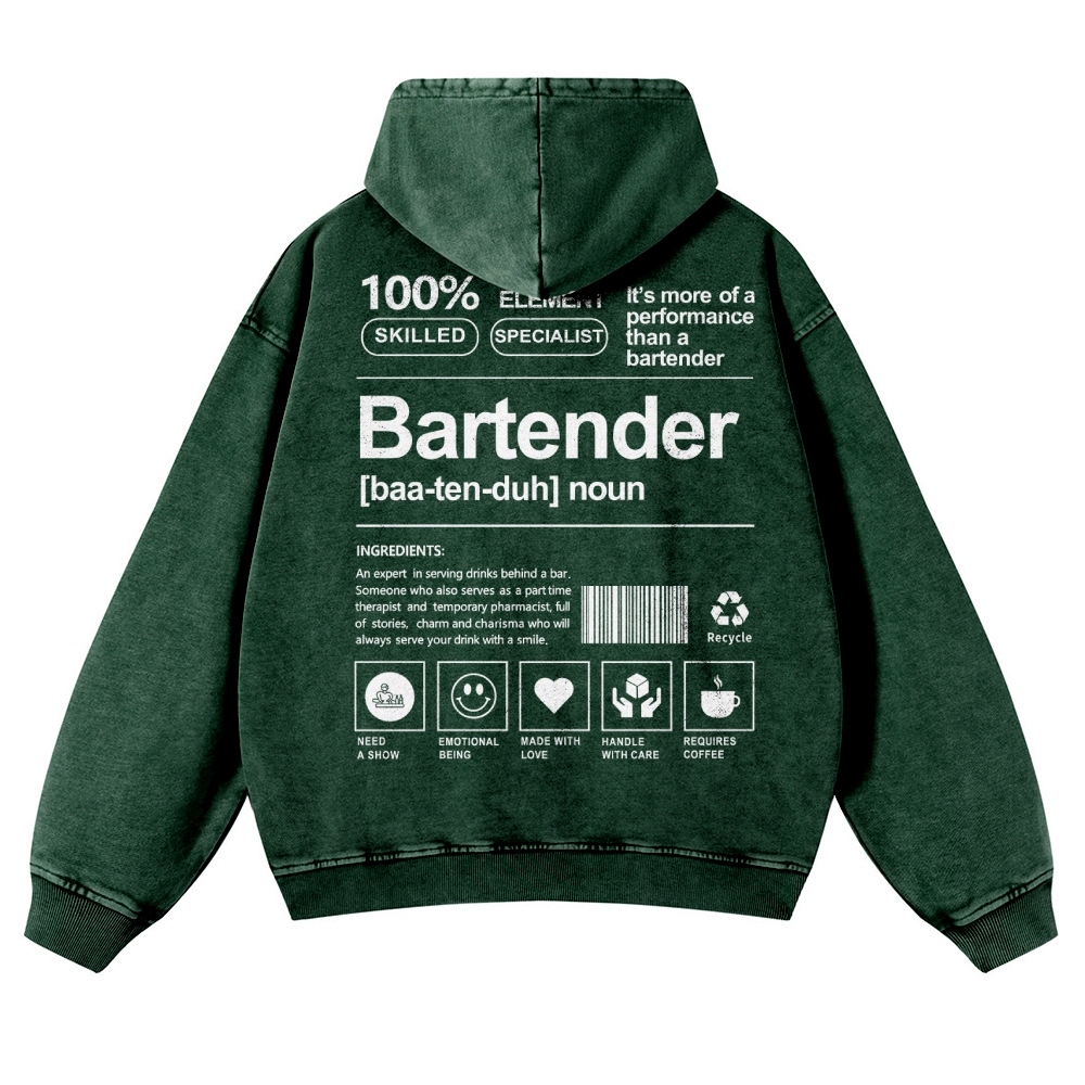 Bartender Printed Vintage Washed Hoodie-moweekender