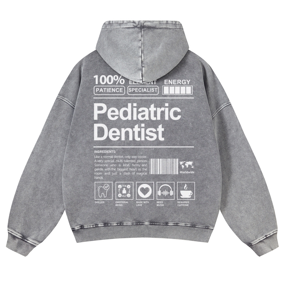 Pediatric Dentist Casual Washed Hoodie-moweekender