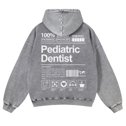 Pediatric Dentist Casual Washed Hoodie-moweekender