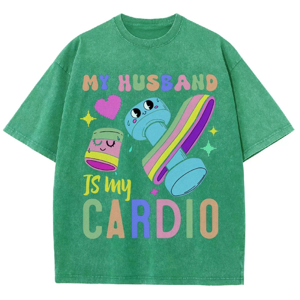 My Husband Is My Cardio Vintage Snowflake Washed T-Shirt-moweekender