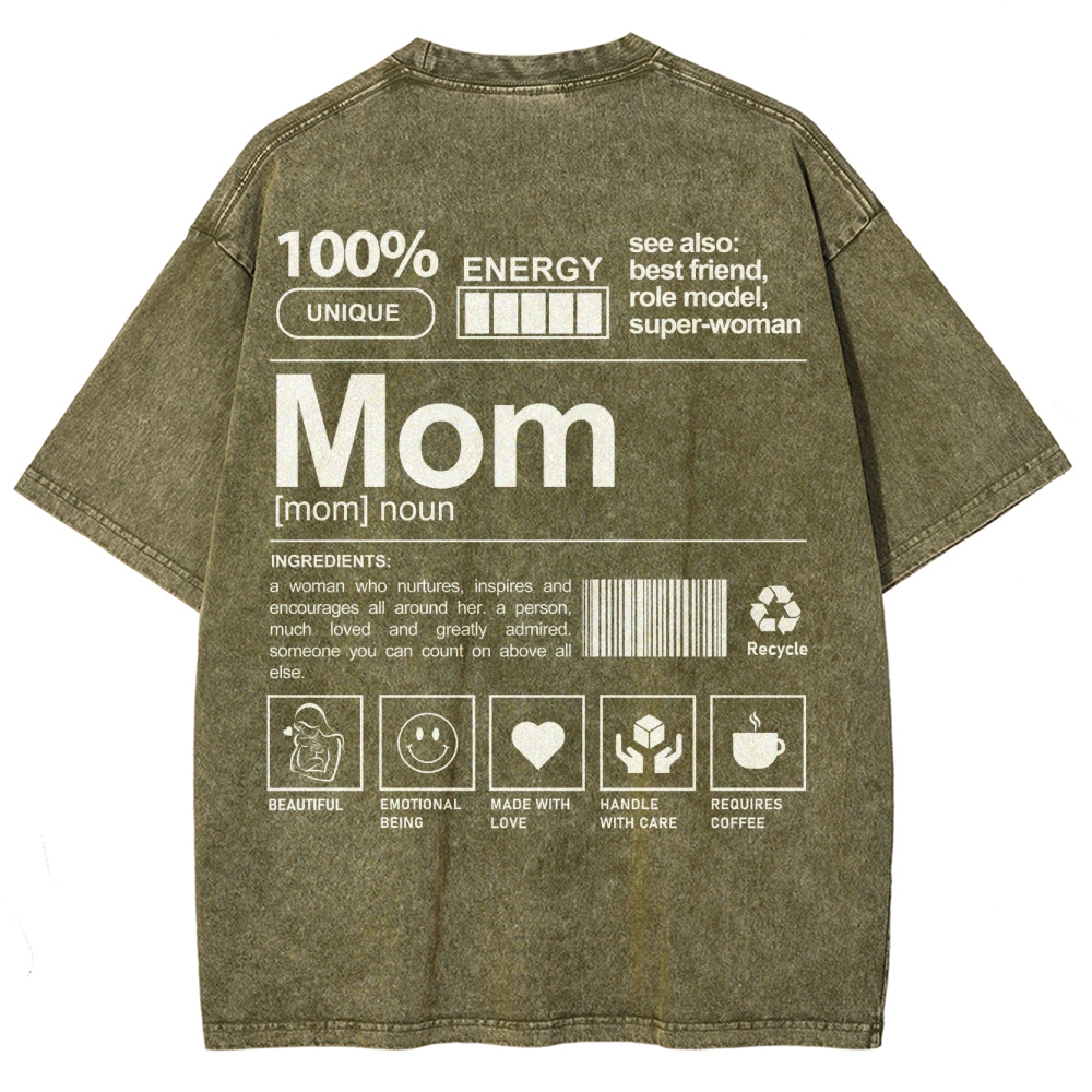 Mom Pattern Washed Vintage Short Sleeves T-Shirt-moweekender
