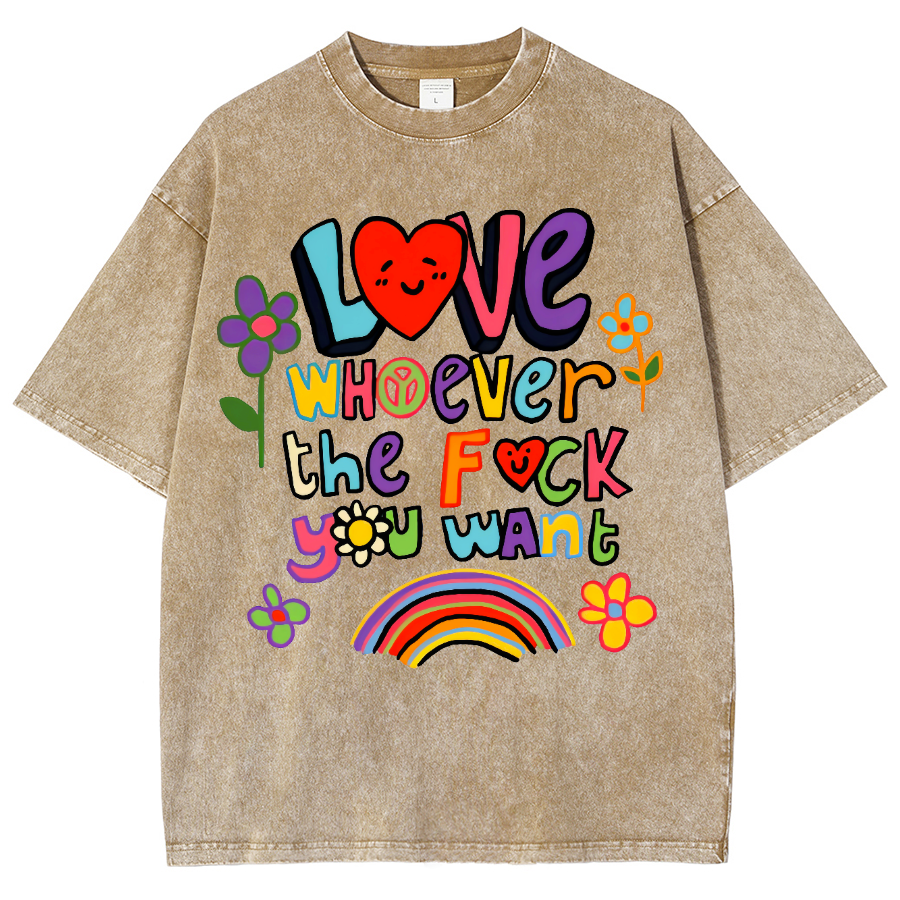 Love Whatever What Unisex Fit Washed Oversized T-Shirt-moweekender