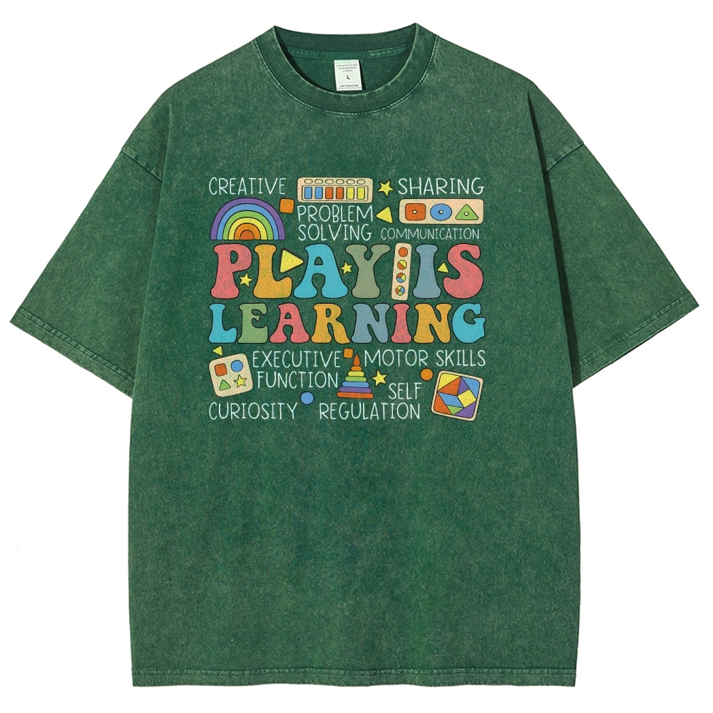 Play Is Learning Unisex Fit Washed T-Shirt-moweekender