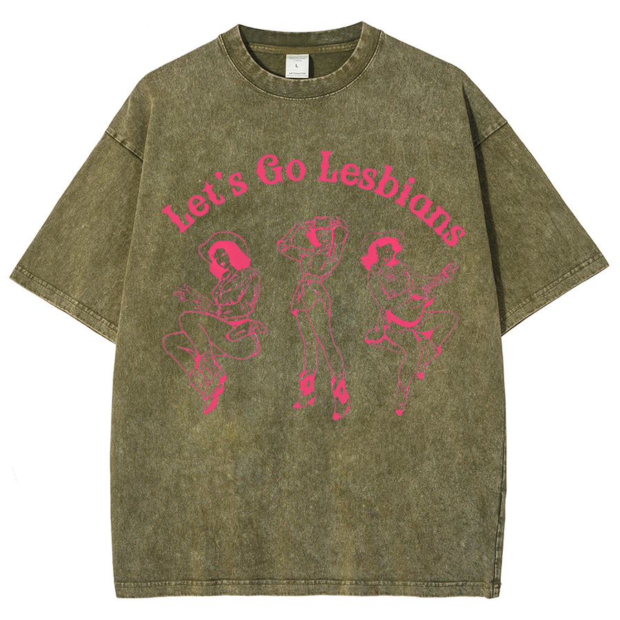 Lets Go Lesbians Washed Oversized T-Shirt-moweekender