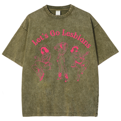 Lets Go Lesbians Washed Oversized T-Shirt-moweekender