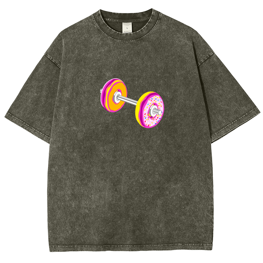 Barbell Donuts Unisex Washed T-Shirt-moweekender
