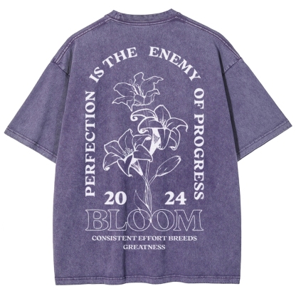2024 Bloom Vintage Snowflake Washed T-Shirt-moweekender