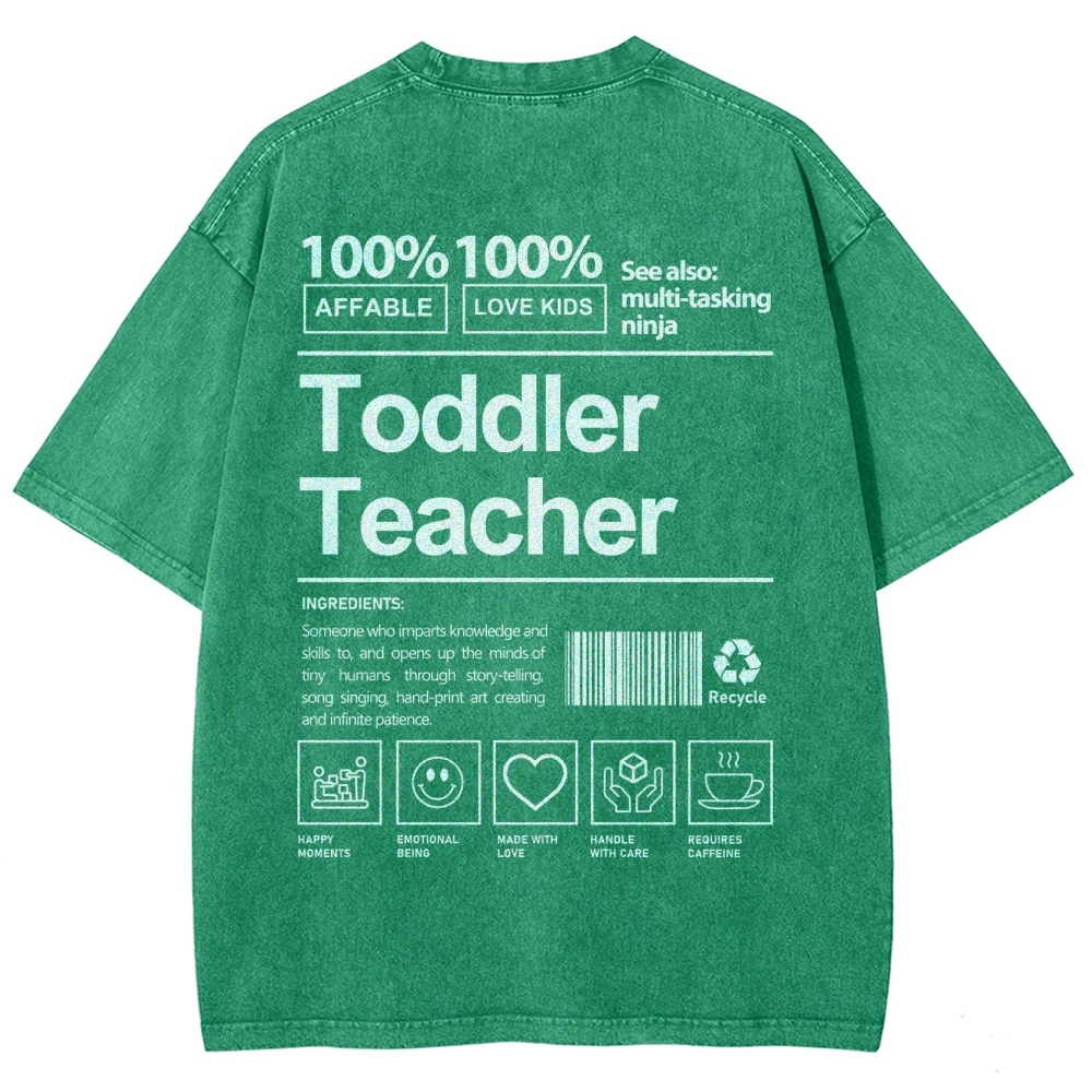 Toddler Teacher Unisex Fit Washed T-Shirt-moweekender
