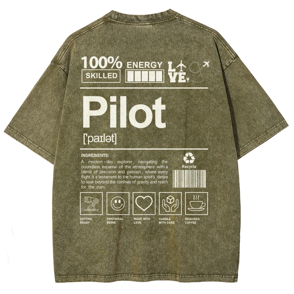 Pilot Unisex Fit Washed T-Shirt-moweekender
