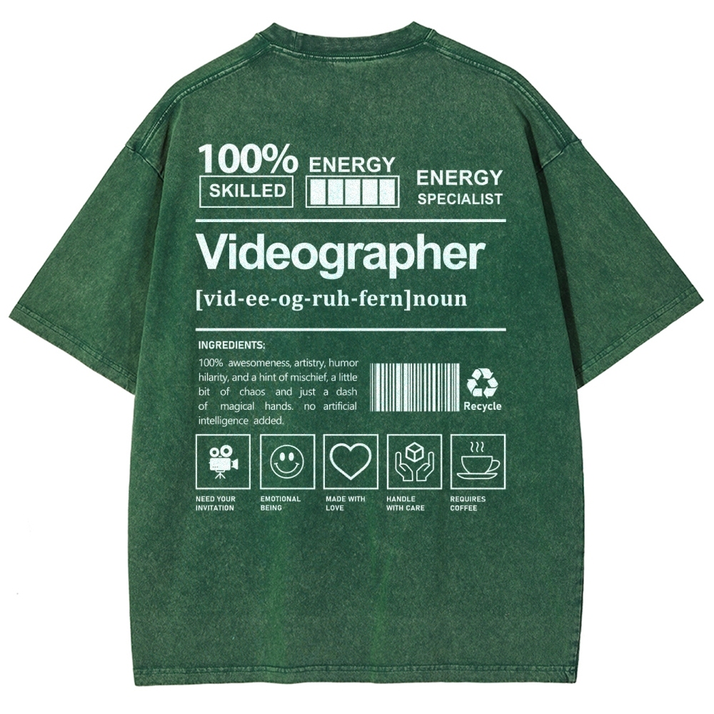 Videographer Unisex Fit Washed T-Shirt-moweekender