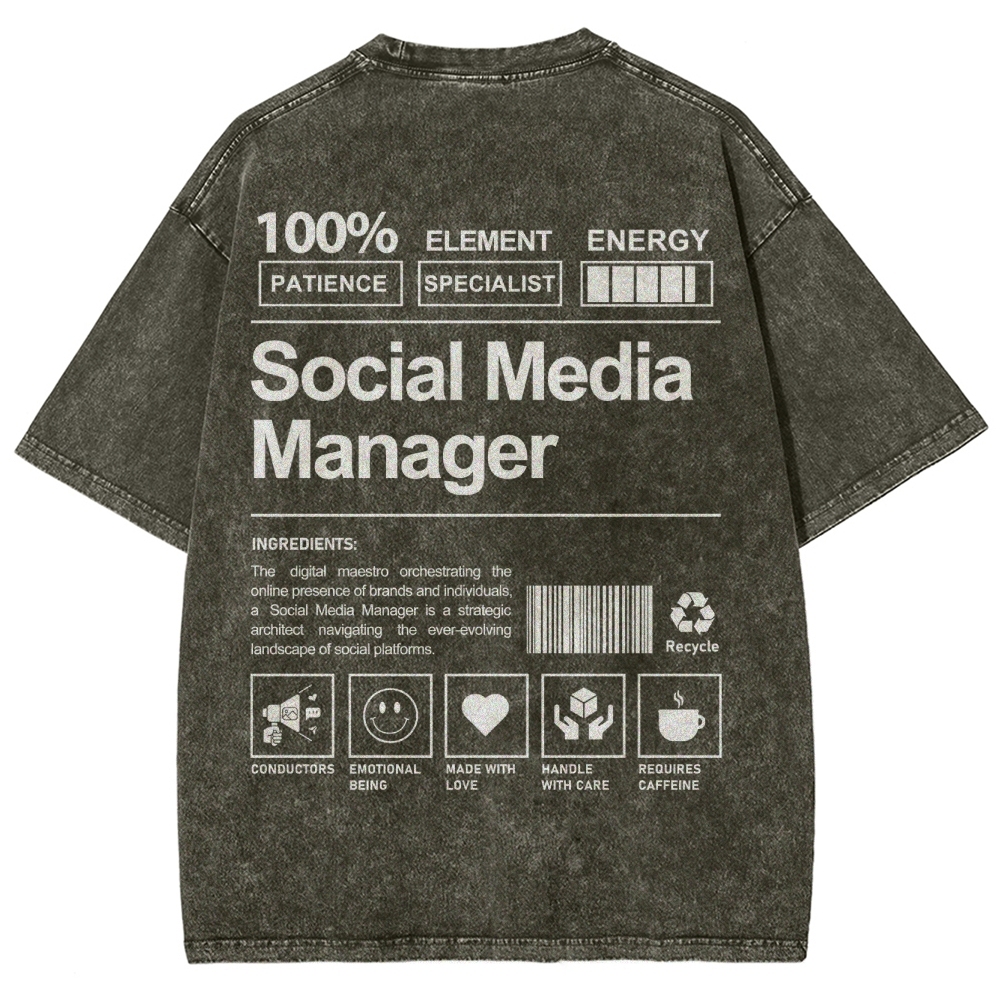 Social Media Manager Unisex Fit Washed T-Shirt-moweekender