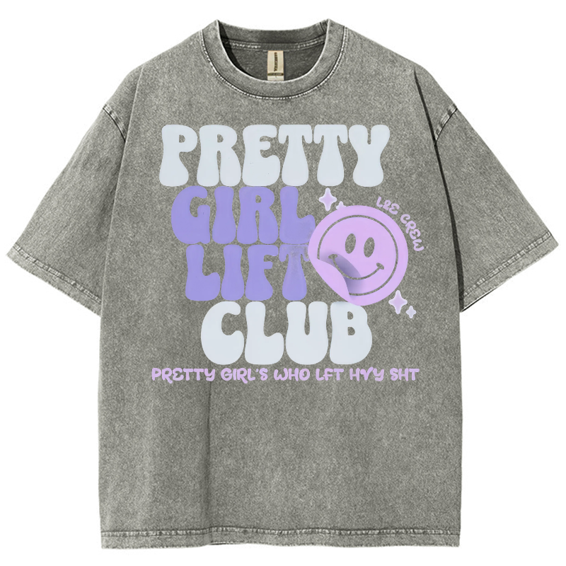 Pretty Girl Lift Club Unisex Fit Washed Oversized T-Shirt-moweekender
