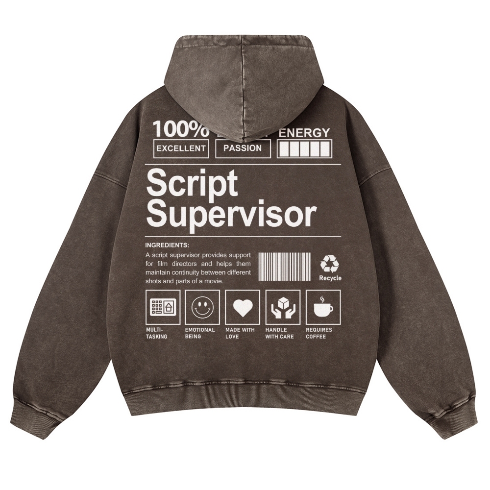 Script Supervisor Printed Vintage Washed Hoodie-moweekender