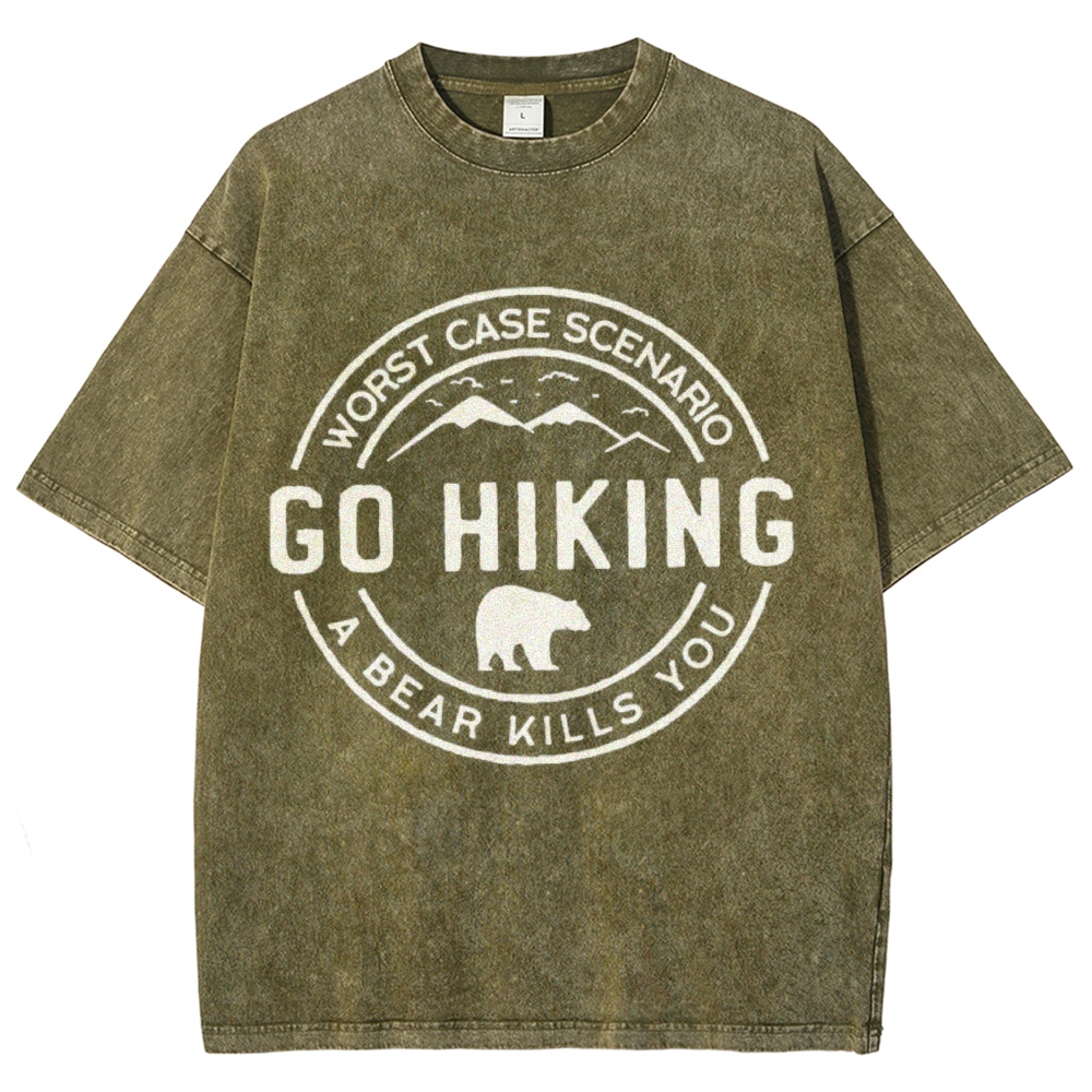 Go Hiking Vintage Snowflake Washed T-Shirt-moweekender