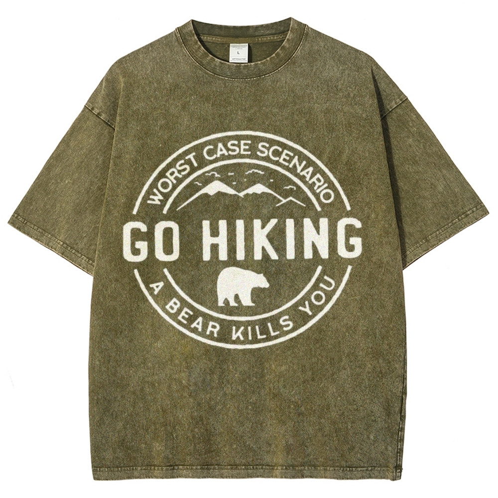 Go Hiking Vintage Snowflake Washed T-Shirt-moweekender