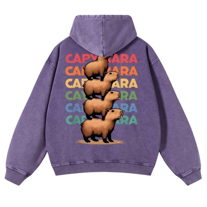 Capybara Jenga Vintage Washed Hoodie-moweekender
