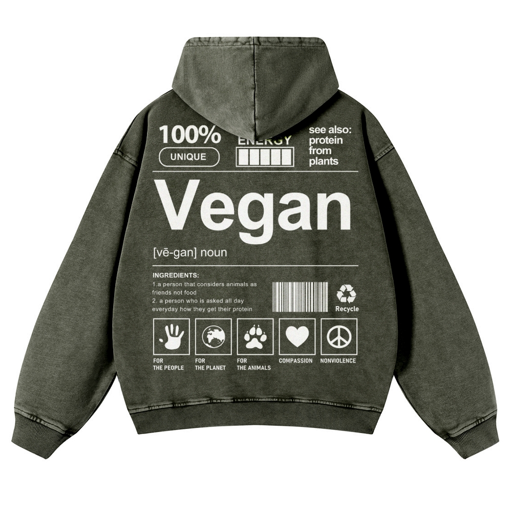 Vegan Printed Vintage Washed Hoodie-moweekender