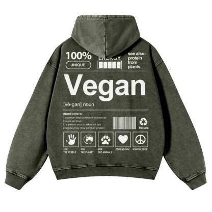 Vegan Printed Vintage Washed Hoodie-moweekender