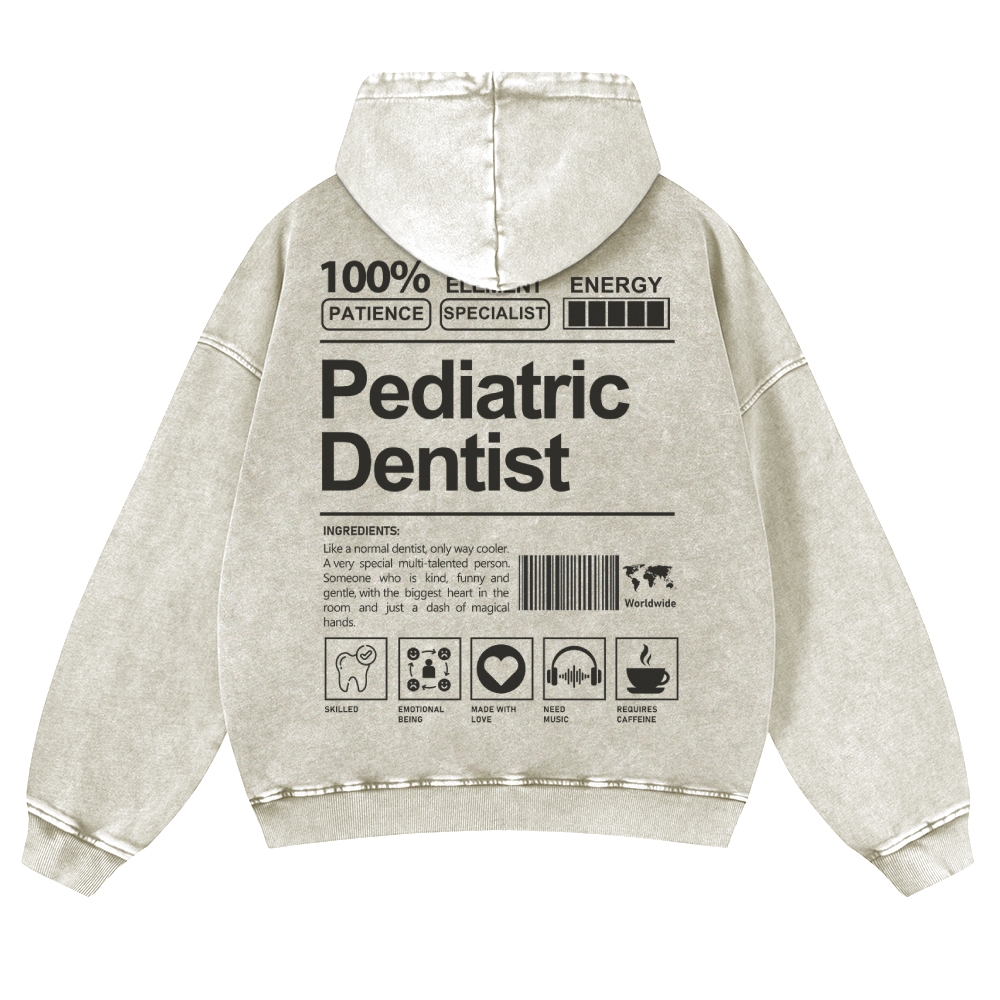 Pediatric Dentist Casual Washed Hoodie-moweekender
