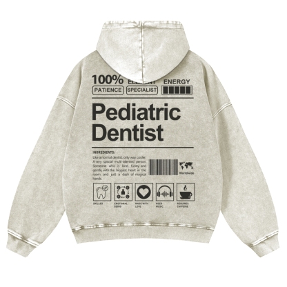 Pediatric Dentist Casual Washed Hoodie-moweekender
