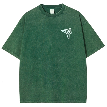 Taekwondo Pattern Washed Vintage Short Sleeves T-Shirt-moweekender