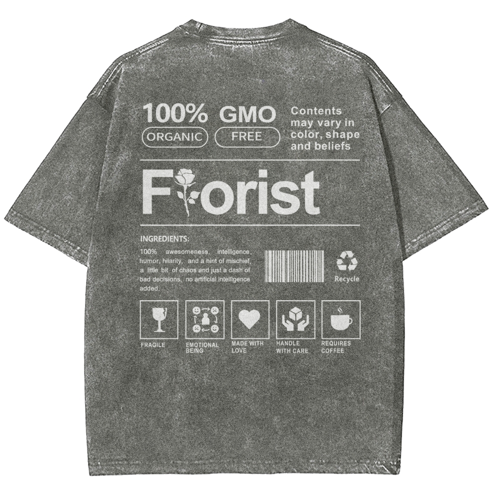 Florist Pattern Washed Vintage Short Sleeves T-Shirt-moweekender