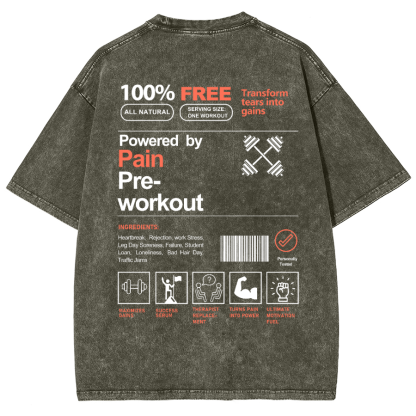 Powered By Painpre-Workout Unisex Fit Washed Oversized T-Shirt-moweekender